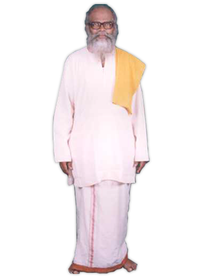 Prof. K. G. Sami, standing, in white with a saffron shawl